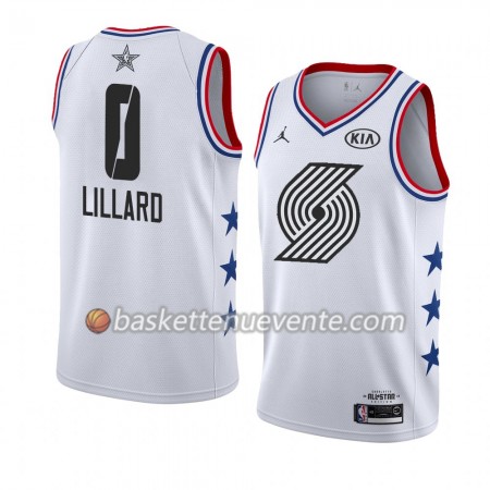 Maillot Basket Portland Trail Blazers Damian Lillard 0 2019 All-Star Jordan Brand Blanc Swingman - Homme